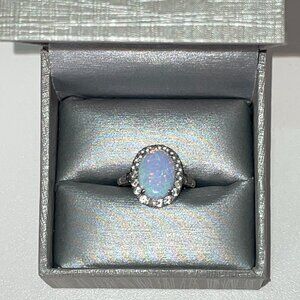 PEOPLES Opal & Cubic Zirconia Silver Ring Sz 5